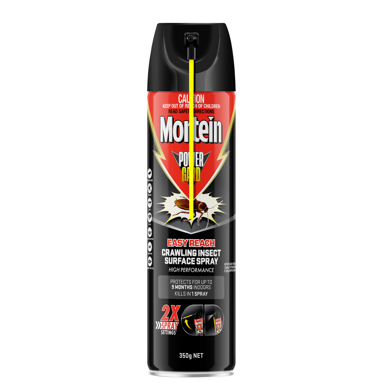 Mortein Powergard Easy Reach Crawling Insect Surface Spray, 350g