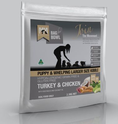 Meals for Mutts, Puppy & Whelping, Hypoallergenic, Grain Free & Gluten Free, Turkey & Chicken, 2.5kg