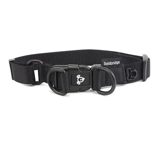 Nylon Double Ring Dog Collar - Premium, Colour: Black, Size: Medium