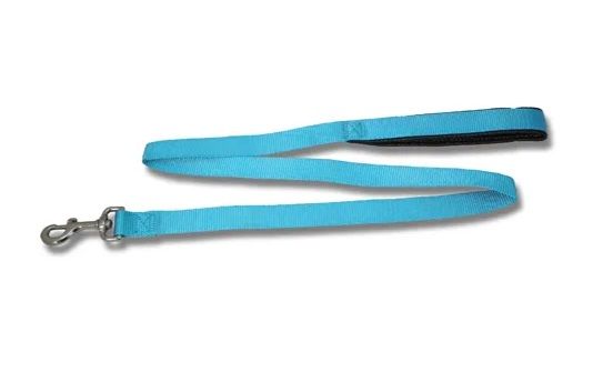 Padded Webbed Dog Lead, 120cm, Colour: Aqua