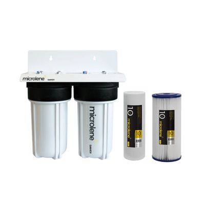 Davey Twin Jumbo Filter Housing Kit for Rainwater (KAS10J) – Dual-Stage Filtration System - Includes Filter Cartridges