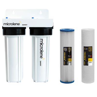 Davey Twin Jumbo Filter Housing Kit for Rainwater (KAS20J) – Dual-Stage Filtration System - Includes Filter Cartridges
