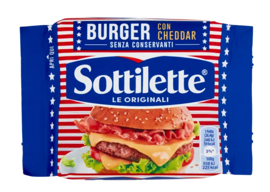 Sottilette Burger con Cheddar formaggio fuso a fette - 185 g