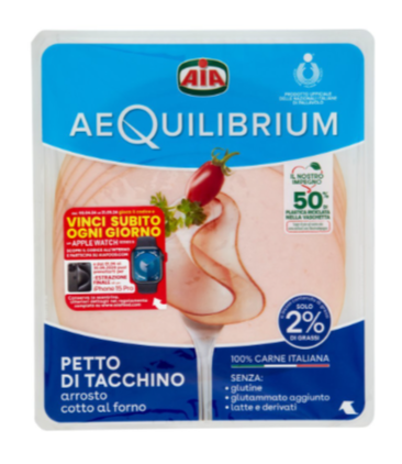 🌼  Aia Aequilibrium Petto di Tacchino Arrosto Cotto al Forno Vaschetta 120 g