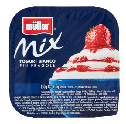 Müller Mix Yogurt Bianco Più Fragole Vaschetta 150 g