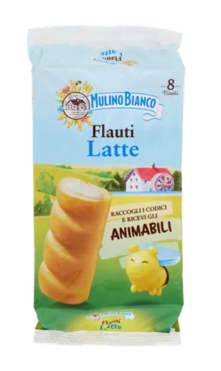 🇮🇹 Mulino Bianco Flauti Latte Merenda Con 100% Latte Fresco Italiano 8 Pezzi 280g