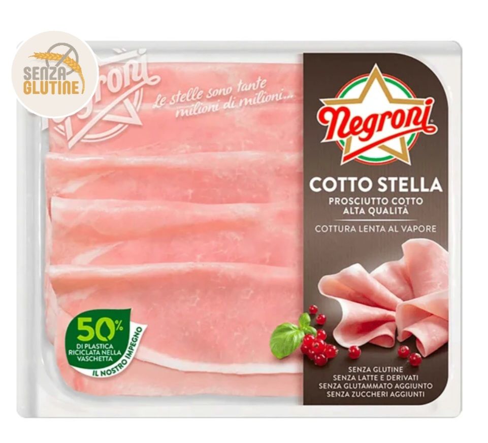 NEGRONI prosciutto cotto stella alta qualità 110 g * Senza Glutine