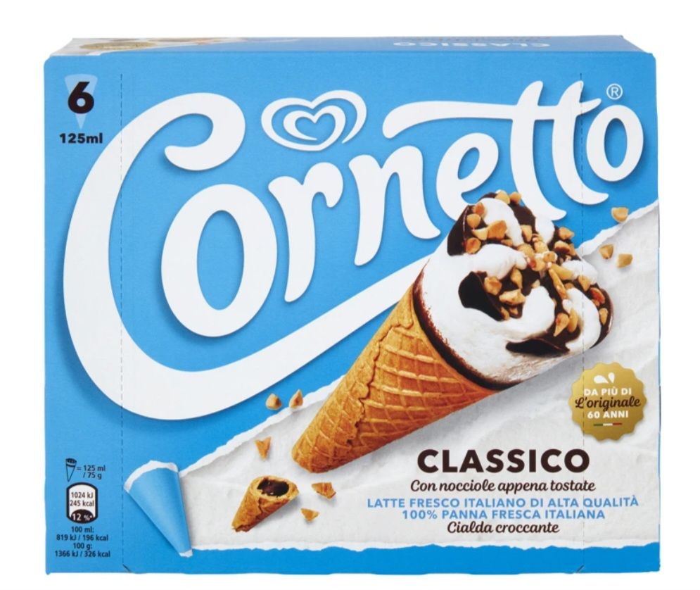 ALGIDA cornetto Classico 6 Pz  450 g