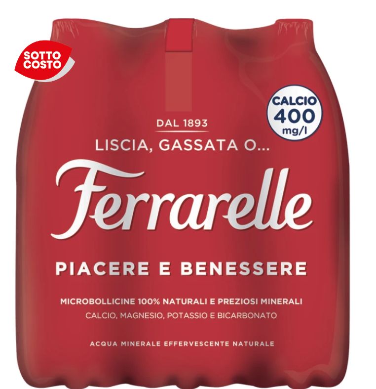 FERRARELLE acqua minerale naturale 1,25 lt x 6 bottiglie * 3 confezioni