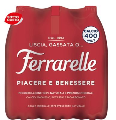FERRARELLE acqua minerale naturale 1,25 lt x 6 bottiglie * 3 confezioni