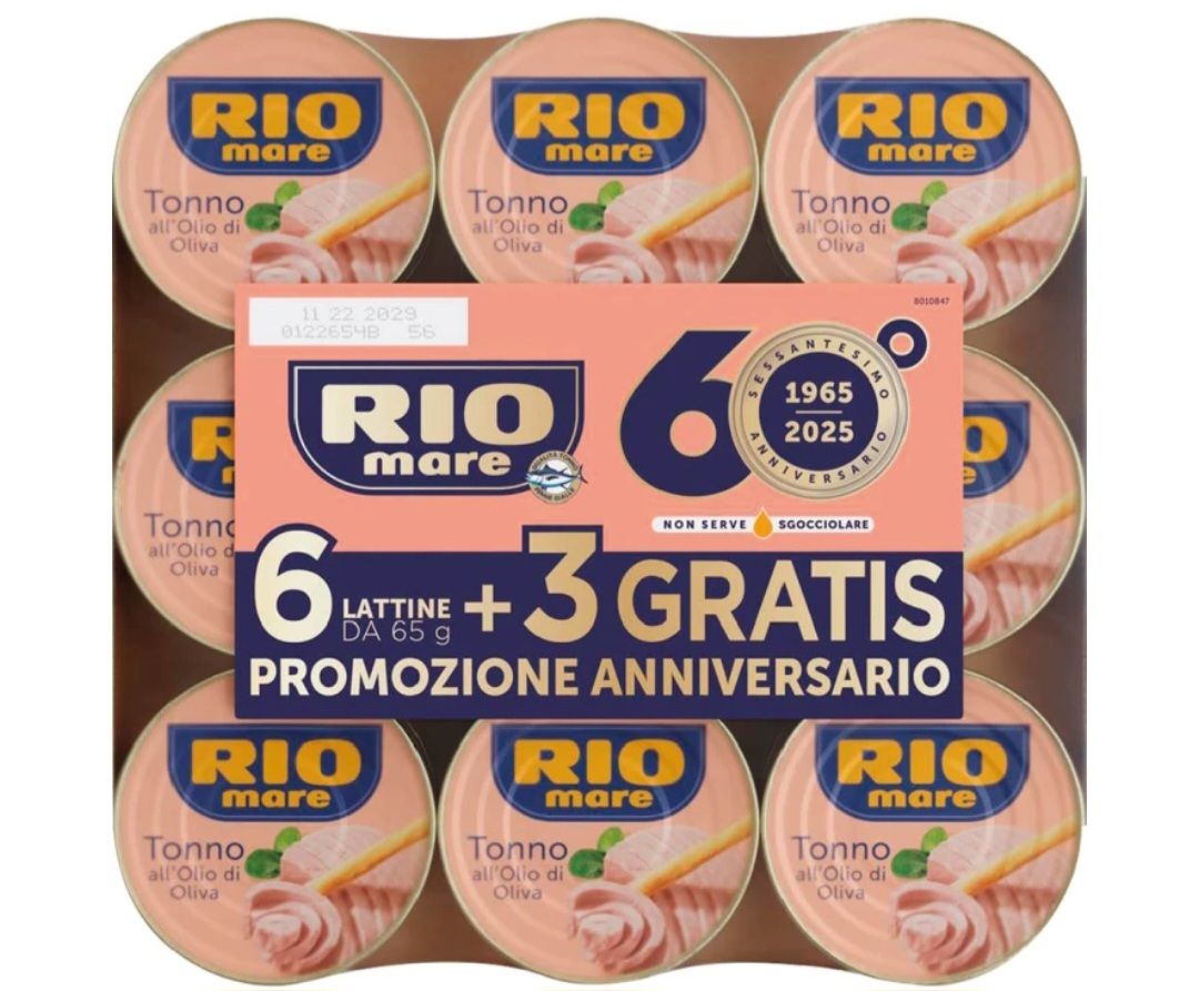 RIO MARE  tonno all’olio di oliva 65 g x 9 (6+3 gratis)  *acquistabili max 6 pz