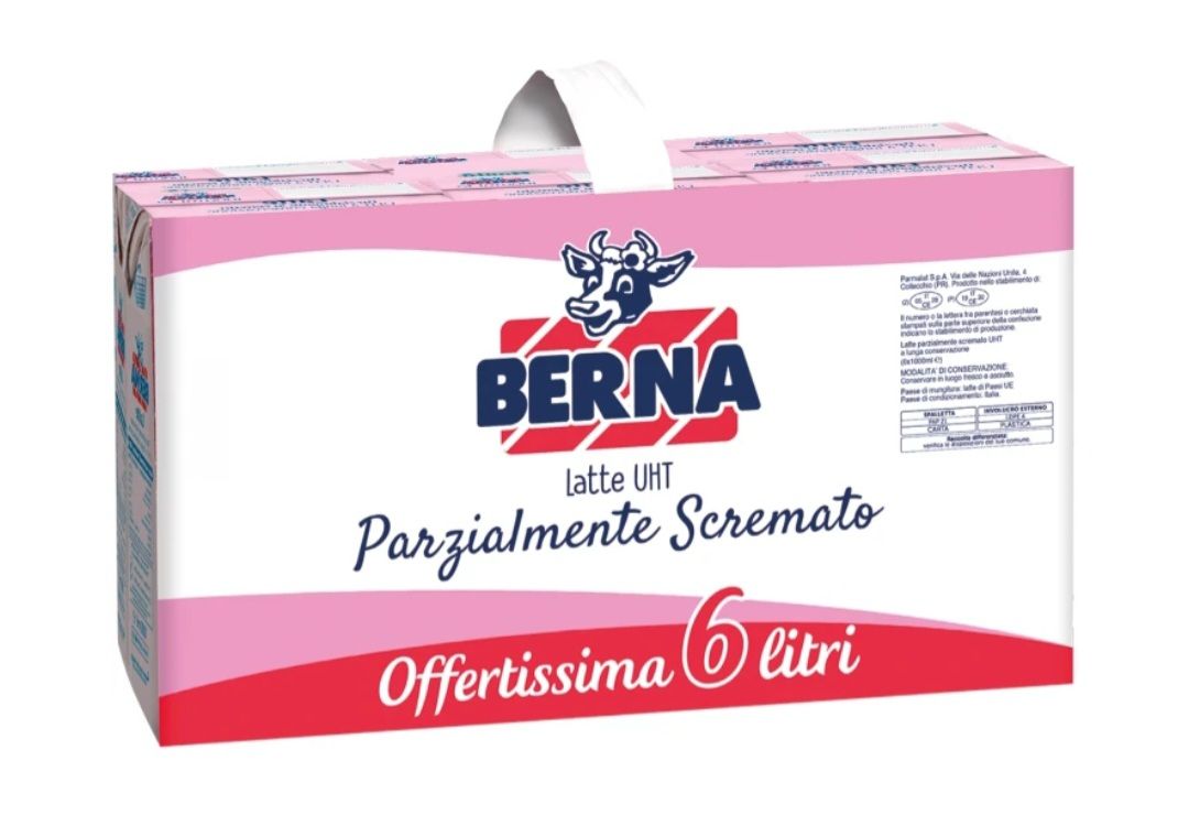 BERNA  latte uht parzialmente scremato 6 confezioni x 1 lt