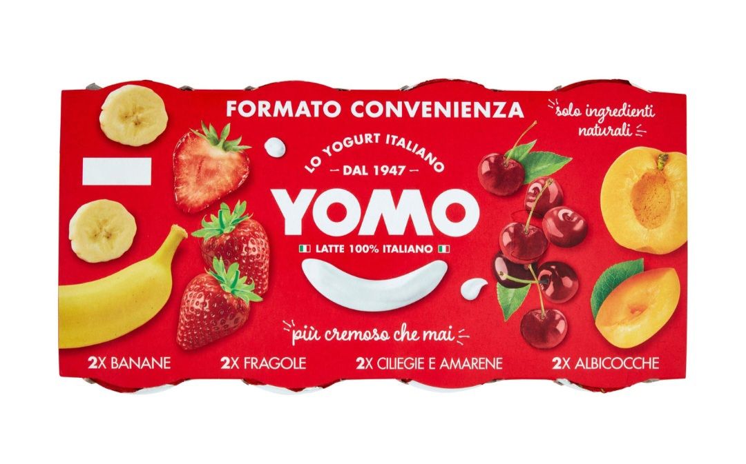 Yomo Yogurt Banane, Fragole, Ciliegie e Amarene, Albicocche 8 x 125 g