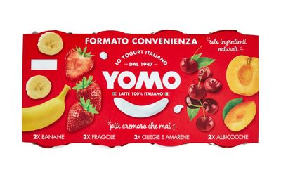 Yomo Yogurt Banane, Fragole, Ciliegie e Amarene, Albicocche 8 x 125 g