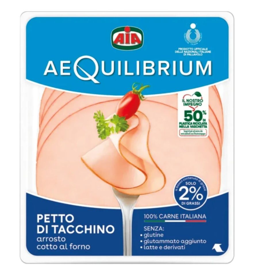 🧡 AIA AEQUILIBRIUM Petto di Tacchino Arrosto Cotto al Forno Vaschetta 120 g