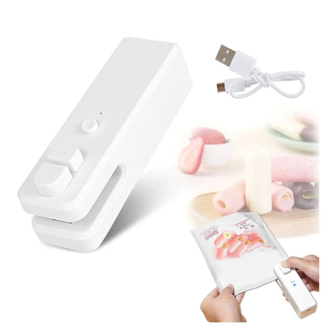 🧡 Sigillatrice per Sacchetti Alimenti , Termosigillatrice e Taglierina 2 in 1 con ricarica USB, Protegge gli Alimenti
