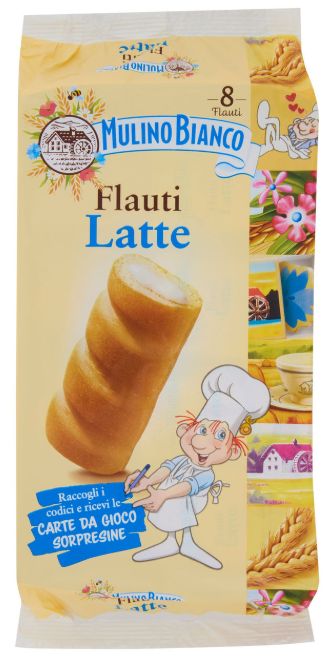 🧡 Mulino Bianco Flauti Latte Merenda Con 100% Latte Fresco Italiano 8 Pezzi 280g