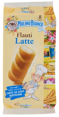 🧡 Mulino Bianco Flauti Latte Merenda Con 100% Latte Fresco Italiano 8 Pezzi 280g