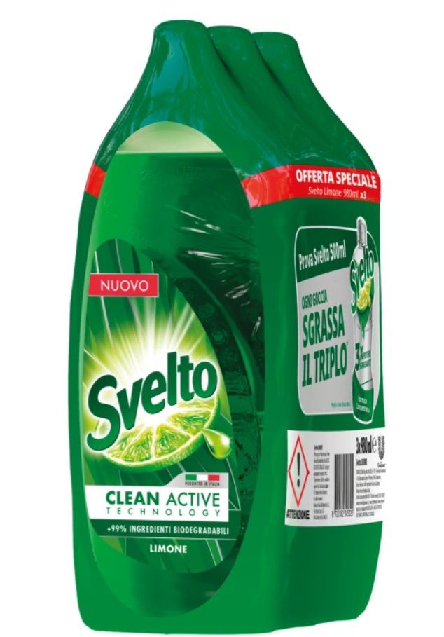 🧡 SVELTO  detergente piatti limone 980 ml x 3