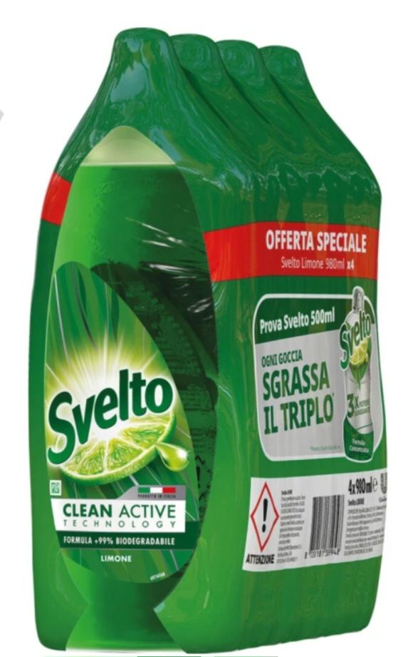 🧡 SVELTO  detergente piatti limone 4 x 980 ml