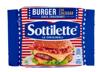 🧡 Sottilette Burger con Cheddar formaggio fuso a fette - 185 g