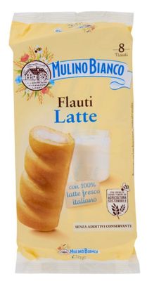 🧡 Mulino Bianco Flauti Latte Merenda Con 100% Latte Fresco Italiano 8 Pezzi 280g