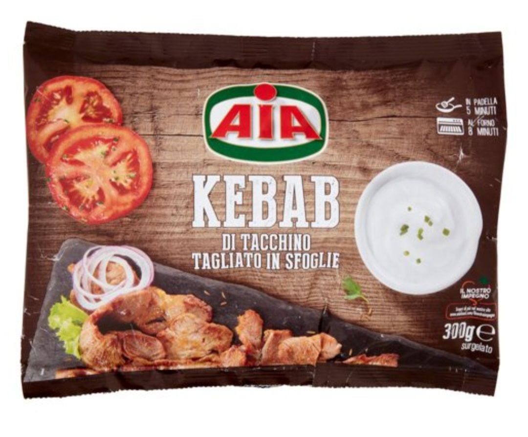 🧡 Aia Kebab Di Tacchino Tagliato In Sfoglie Surgelato 300g 