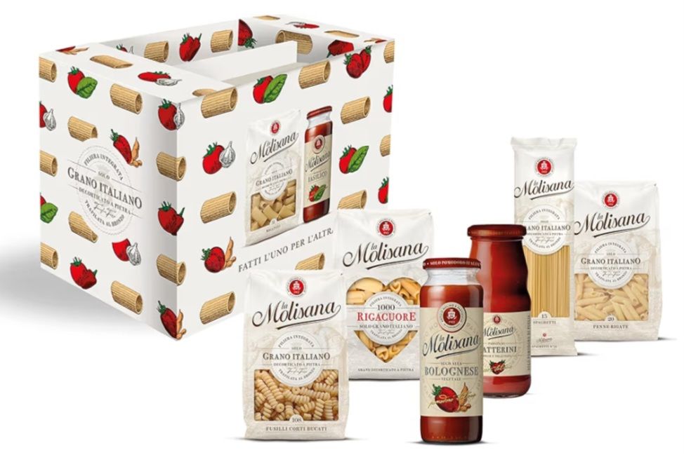 🧡 La Molisana Box con 4 Confezioni di Pasta da Solo Grano Italiano e 2 Sughi Pronti, Sugo Bolognese Vegetale e Passata di Datterini