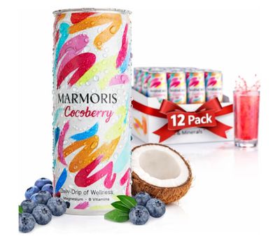 🧡 Marmoris Cocoberry Functional Energy Drinkl gusto cocco e frutti di bosco con magnesio e vitamina B con zero zuccheri e zero calorie 12 x 250ml 