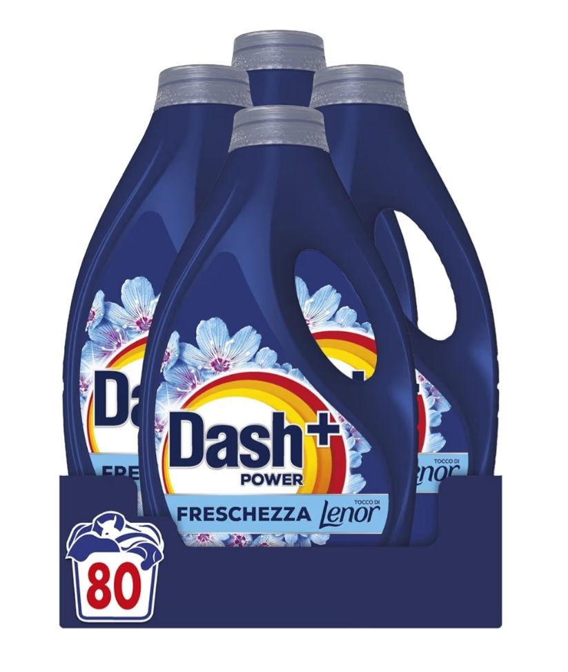 🧡 Dash Power Detersivo Liquido Lavatrice, 80 Lavaggi (4x20),
