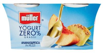 🧡 MULLER Yogurt Zero% Grassi Ananas&amp;Pesca in Pezzi 2 x 125g