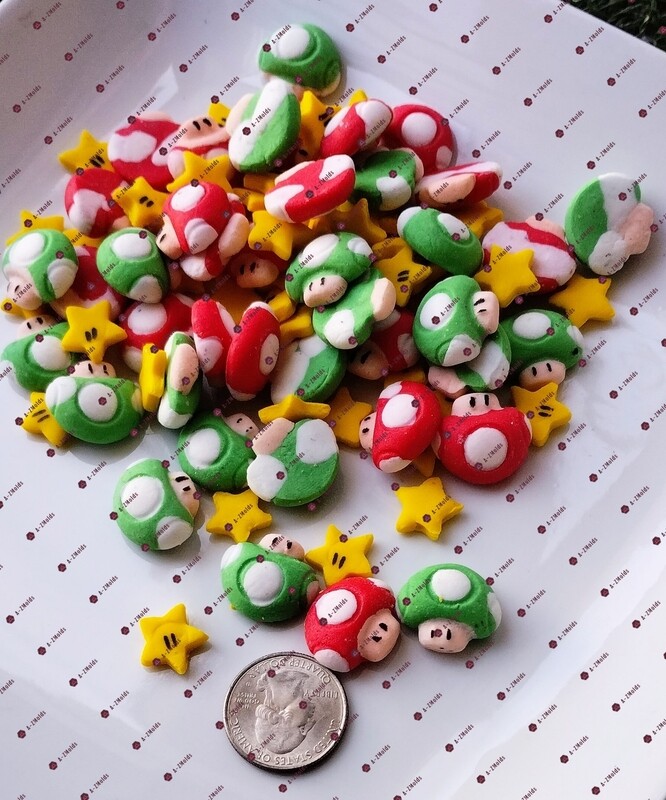 Toad &amp; Starts Mario Bros Fondant Toppers