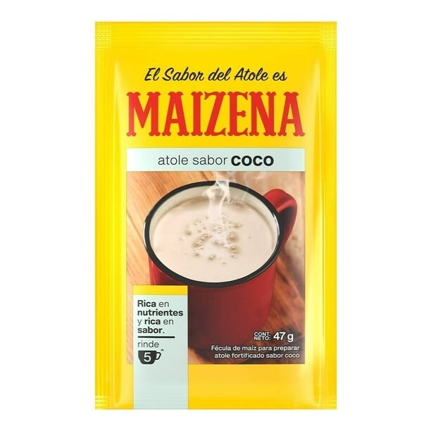 Atole de Maizena de arroz con leche, guayava y coco