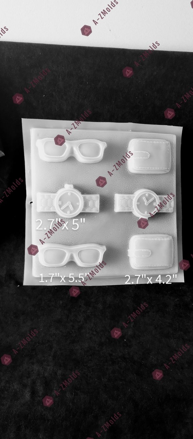 Men accessories mold , wallet, watch and sunglasses mold