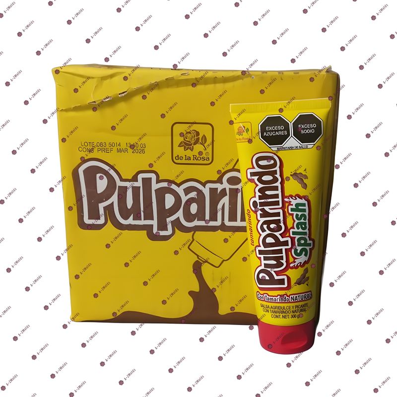 De la Rosa Pulparindo splash, squeeze, liquid box 12 pulparindo flavor