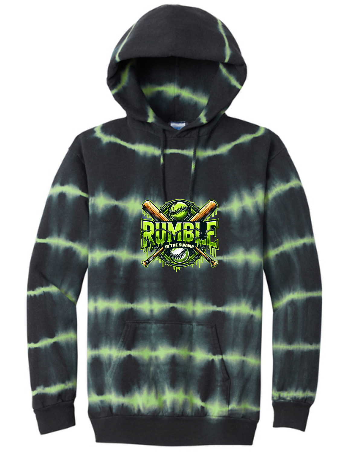 Fleece Hooded - All Over Stripe Green Tea