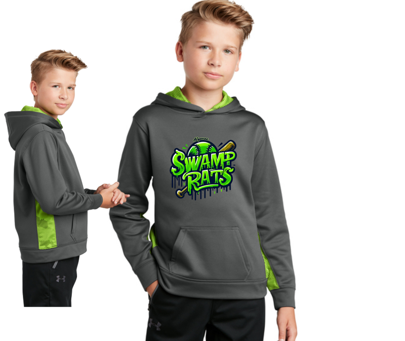 Sport-Tek® Youth Sport-Wick® CamoHex Fleece Colorblock Hooded Pullover