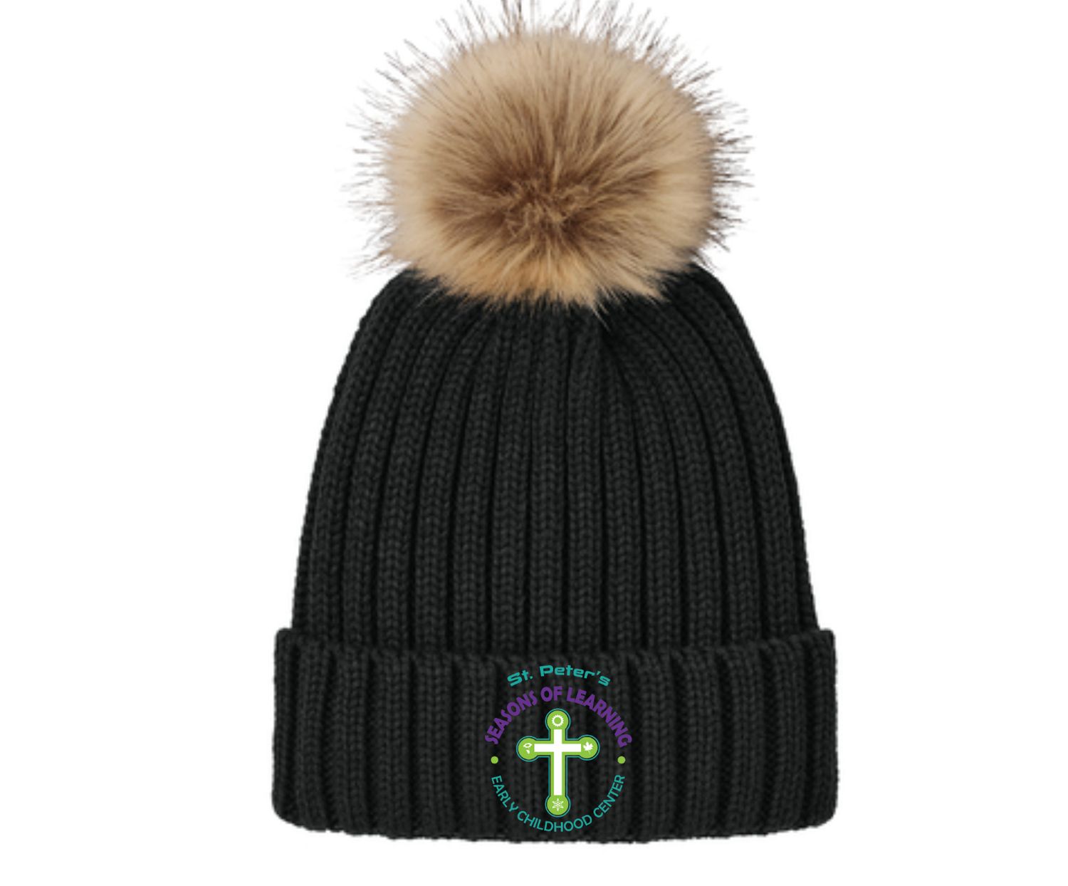 Port Authority® Faux Fur Pom Beanie