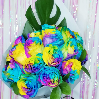 RAINBOW ROSES - Wrapped Bouquet