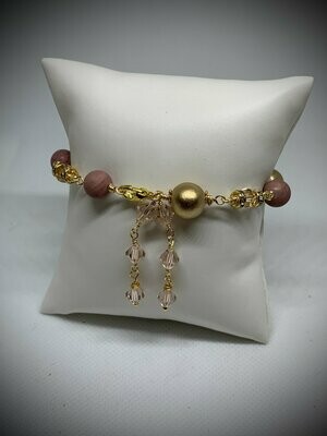 The Katie Gold and Matte Rhodonite Bracelet