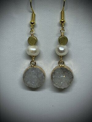 The Laurie Freshwater Pearl and Druzy Earrings