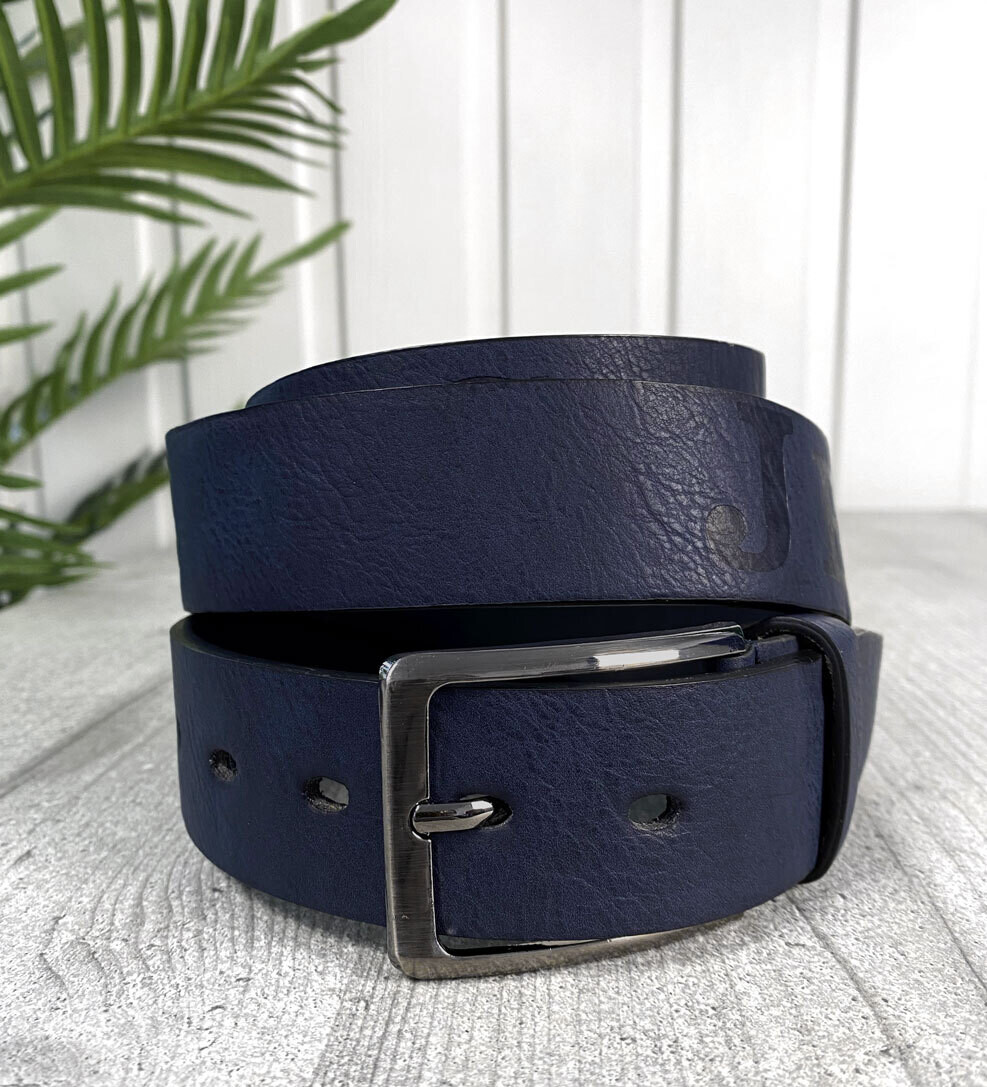 Nahkavyö &quot;Jeans&quot; - 120cm - Sininen