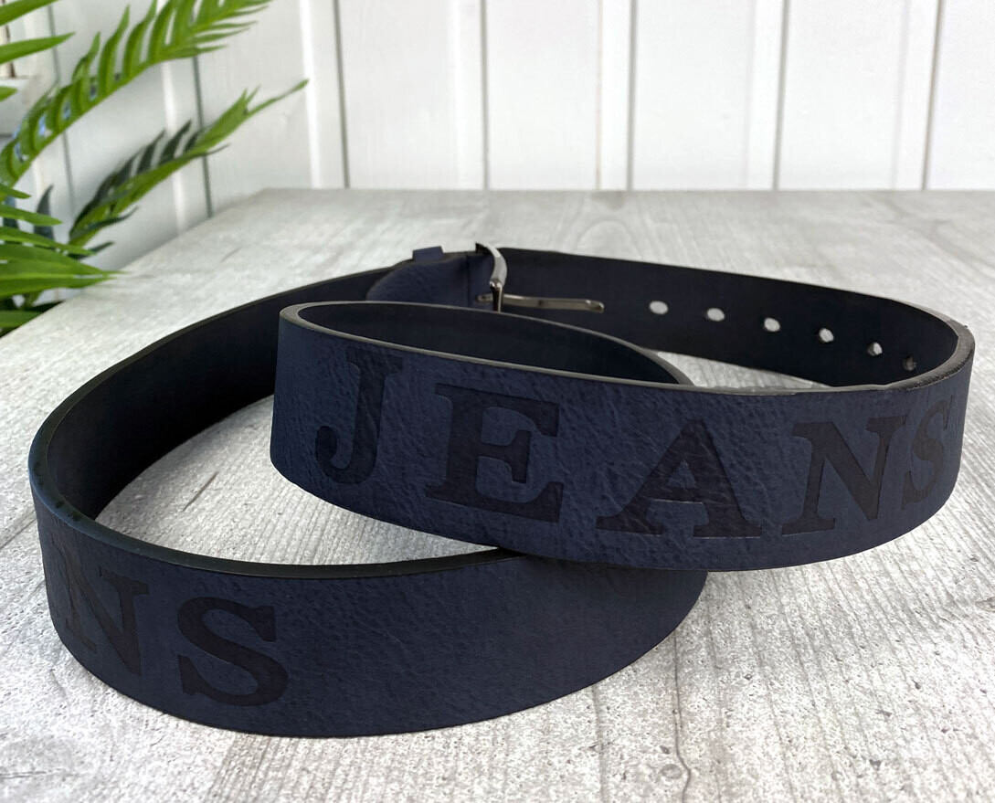 Nahkavyö &quot;Jeans&quot; - 120cm - Sininen