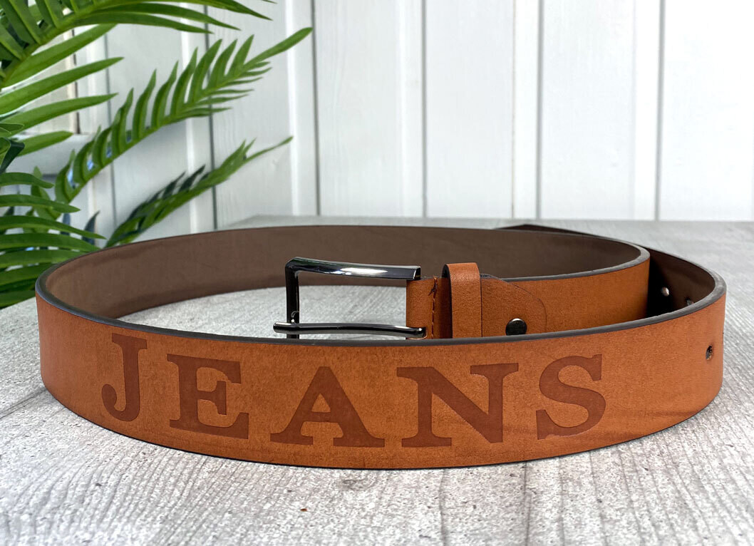 Nahkavyö &quot;Jeans&quot; - 130cm - Ruskea
