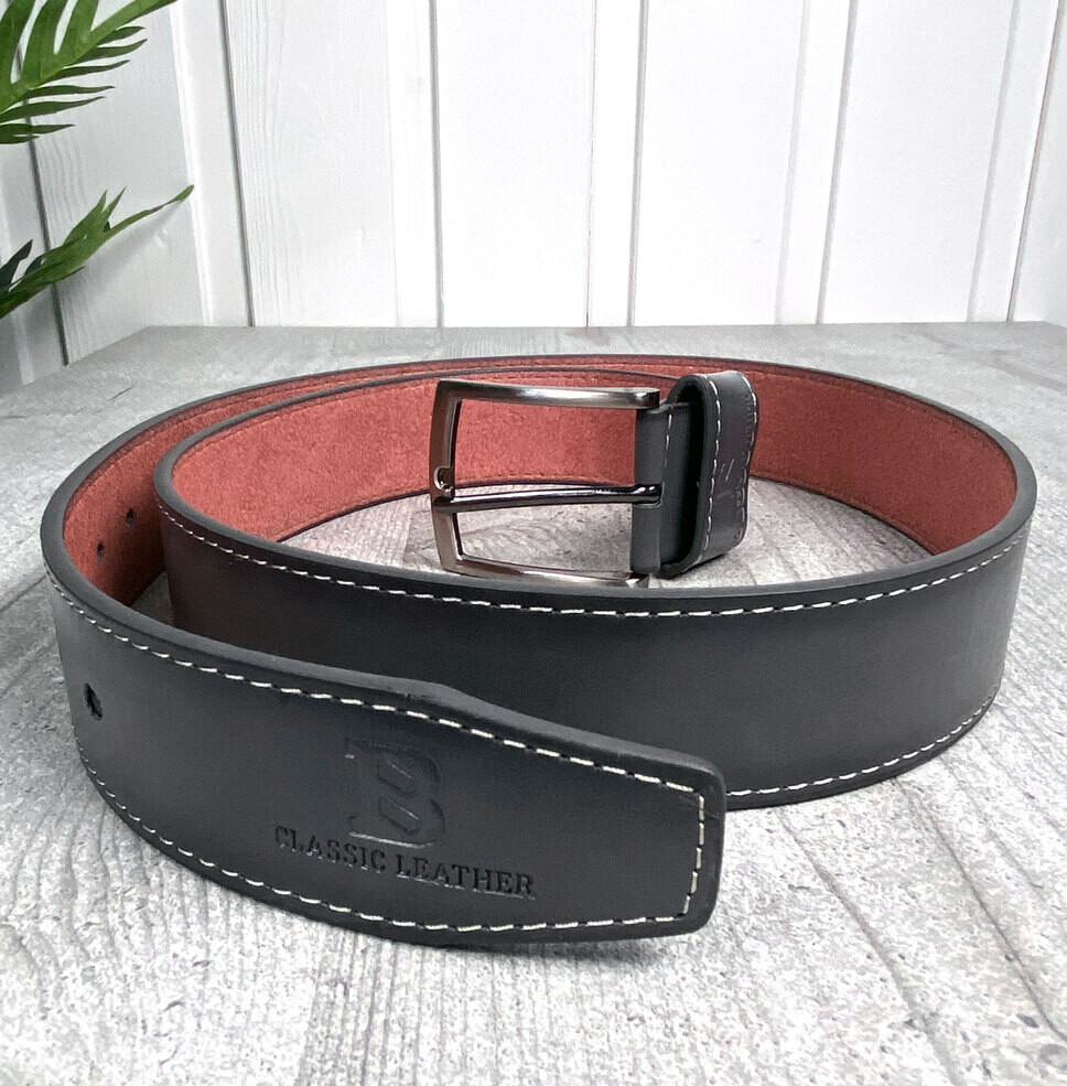 Tyylikäs nahkavyö - 110cm - Harmaa