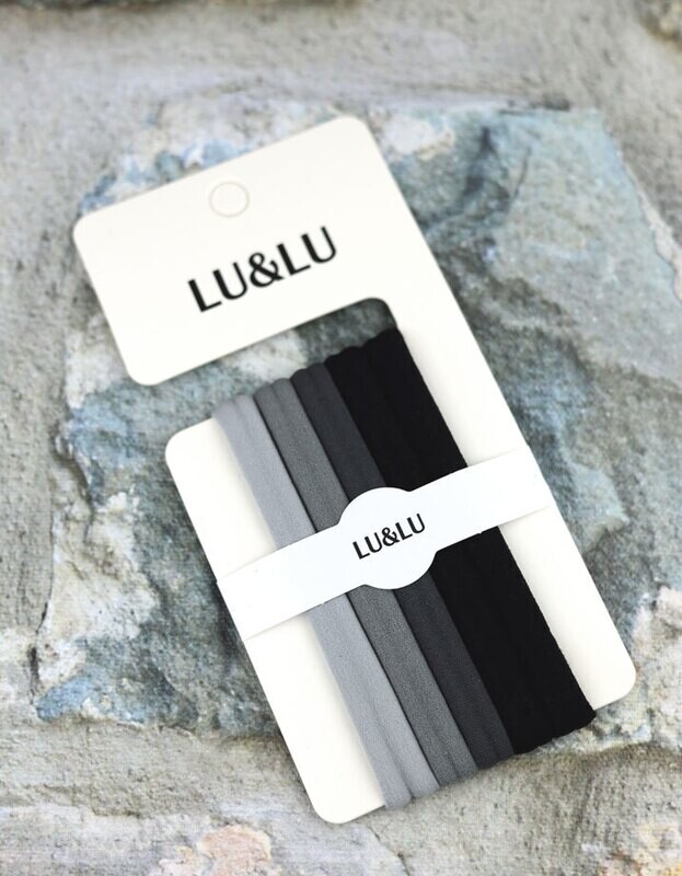 Hiuslenkki - 5kpl paketti - musta/harmaa