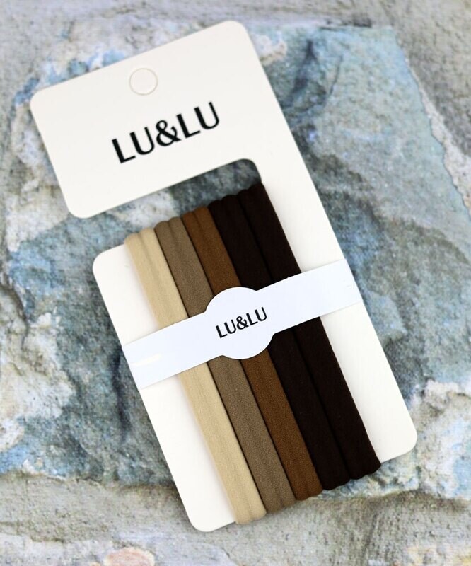 Hiuslenkki - 5kpl paketti - beige/tumman ruskeat