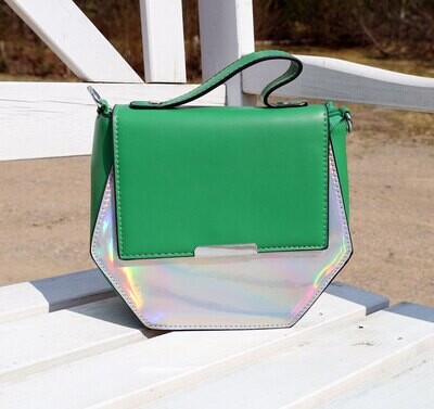 Käsilaukku/olkalaukku - vihreä - kiiltävä, värejä heijastava etupinta