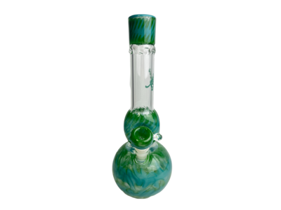 Binger Glass Blue/Green Hook Bubble Beaker 14