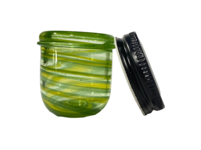 Madman_Glass Green Striped Medium Jar